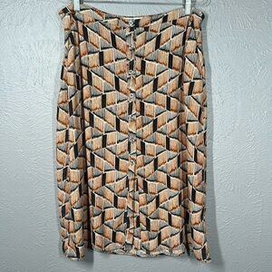 Treasure & Bond Patterned Button Midi Skirt w/Pockets! Women's Size XL